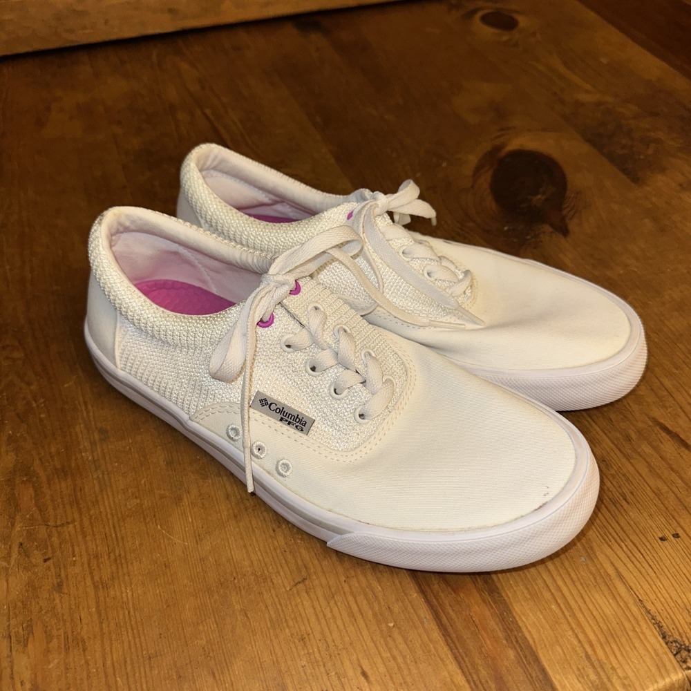 Columbia Columbia PFG Slack Water Shoes Lace Boat #BL0152-100 Shoes Size 9 White